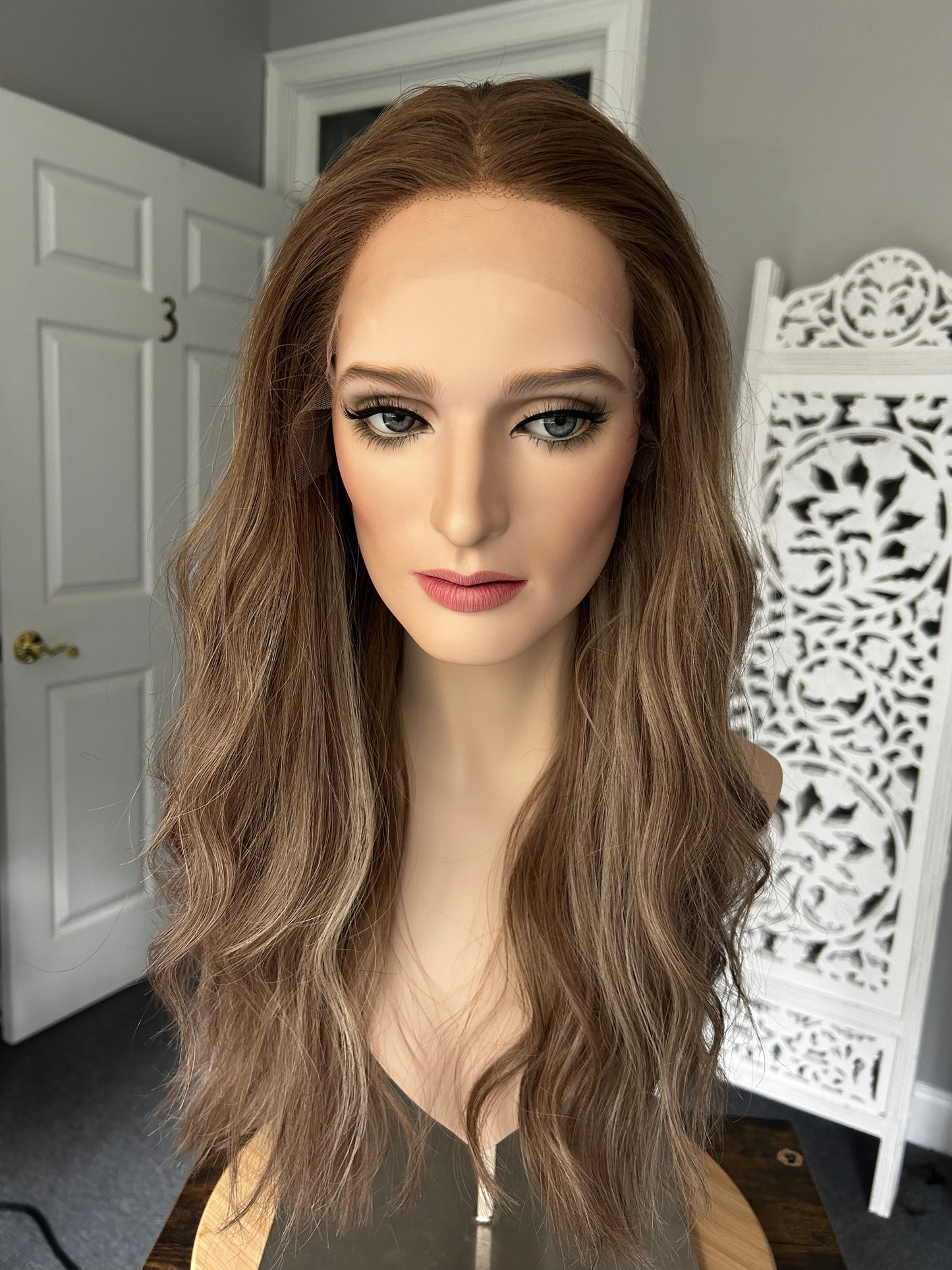 Ashy Level 6 Dark Blonde with Cool Level 7/8 Blonde Highlights Human Hair Wig