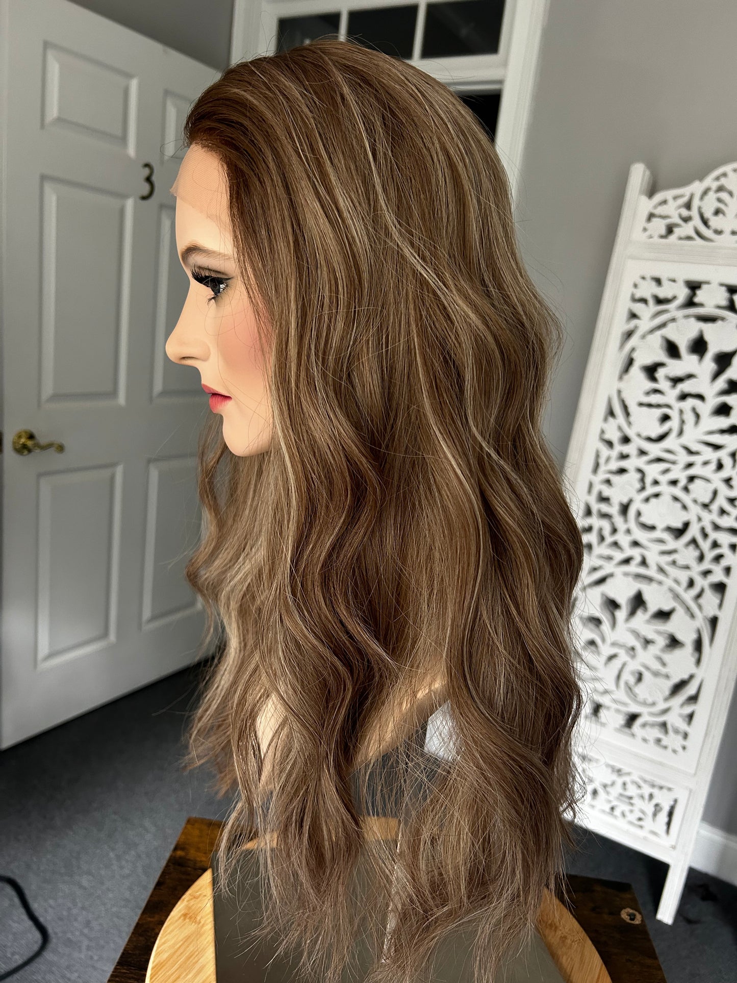 Ashy Level 6 Dark Blonde with Cool Level 7/8 Blonde Highlights Human Hair Wig