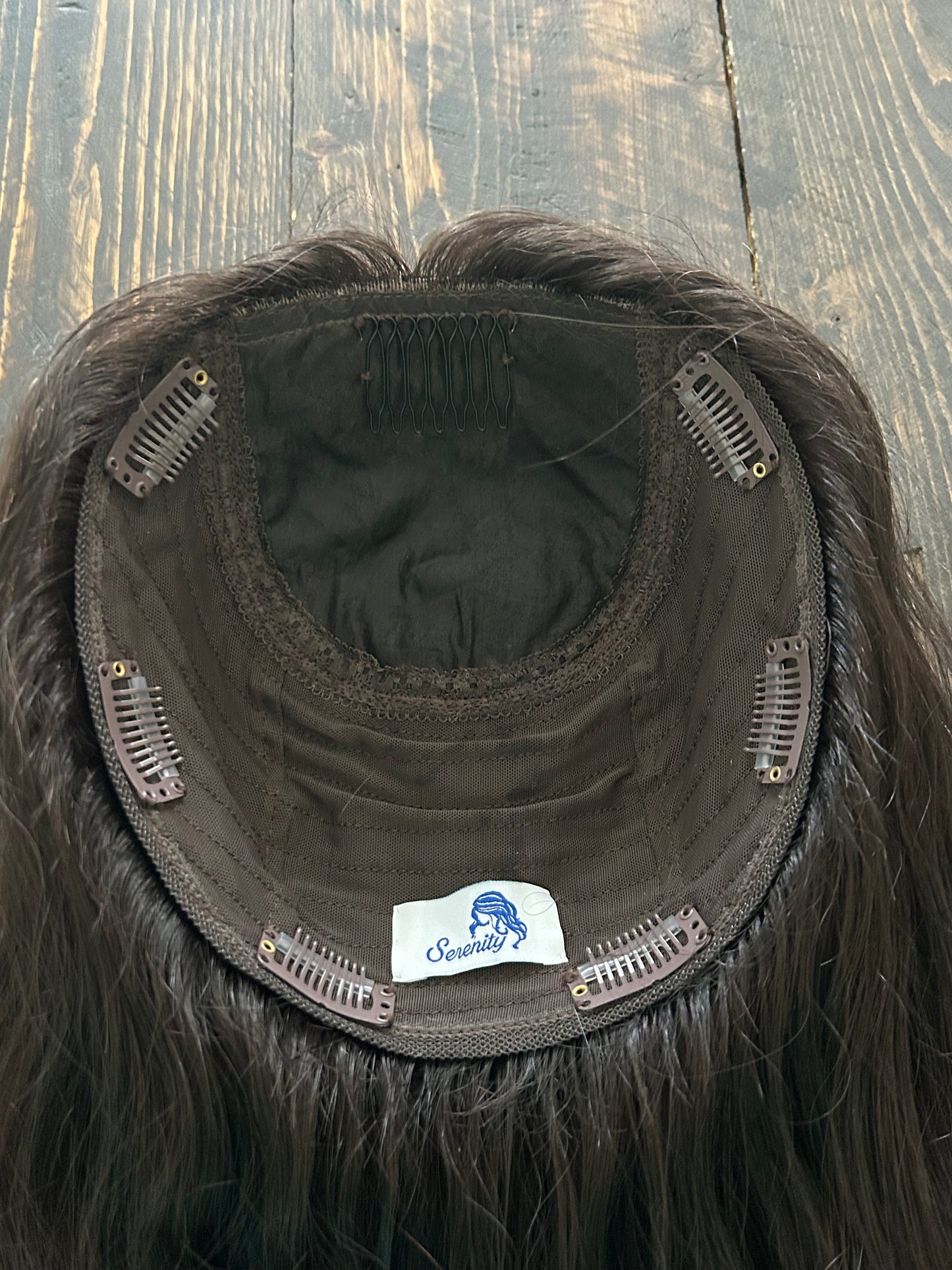 Topper - Ready to ship True Virgin European wavy/curly Level 2 dark brown 8x8, 23”
