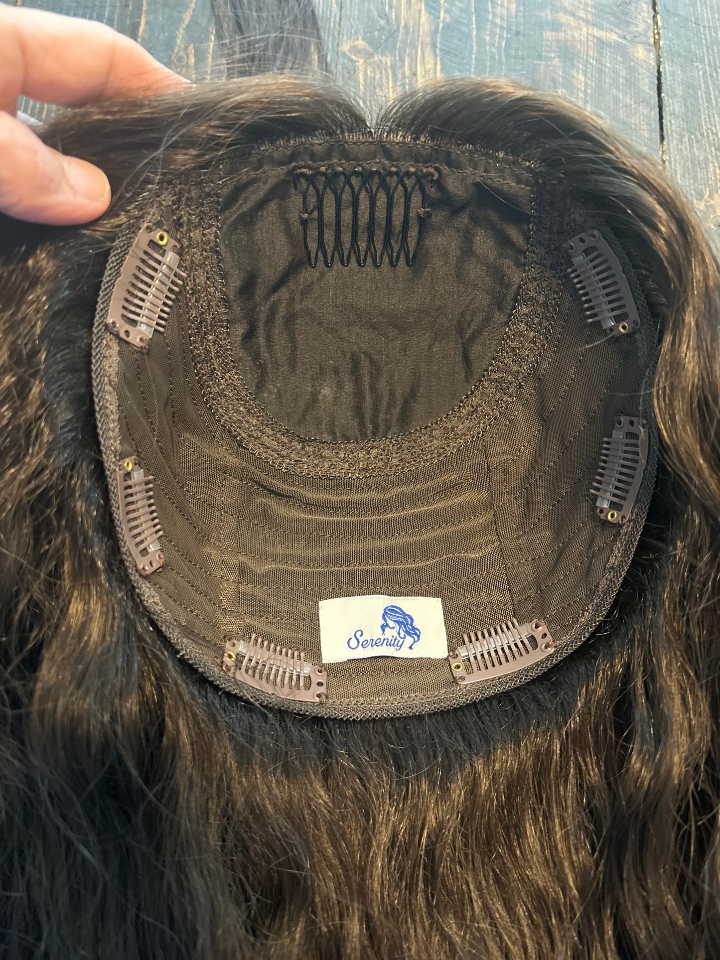Ready to ship True Virgin European hair Topper-Level 2 dark brown,9x9, 25”