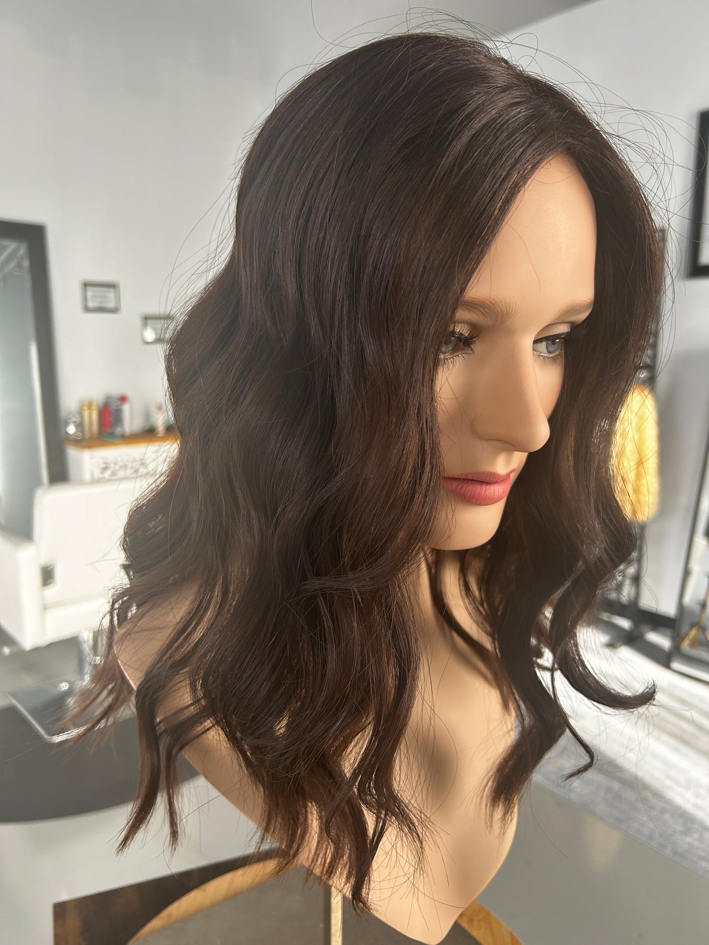 Warm Dark Brown approx. Level 2 Human Hair Lace Top Topper