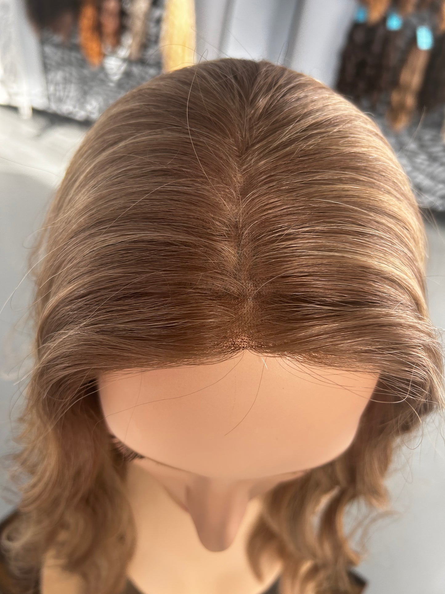 Neutral Bronde Approx. Level 6 with Neutral Level 8 Highlights Human Hair Lace Top Topper