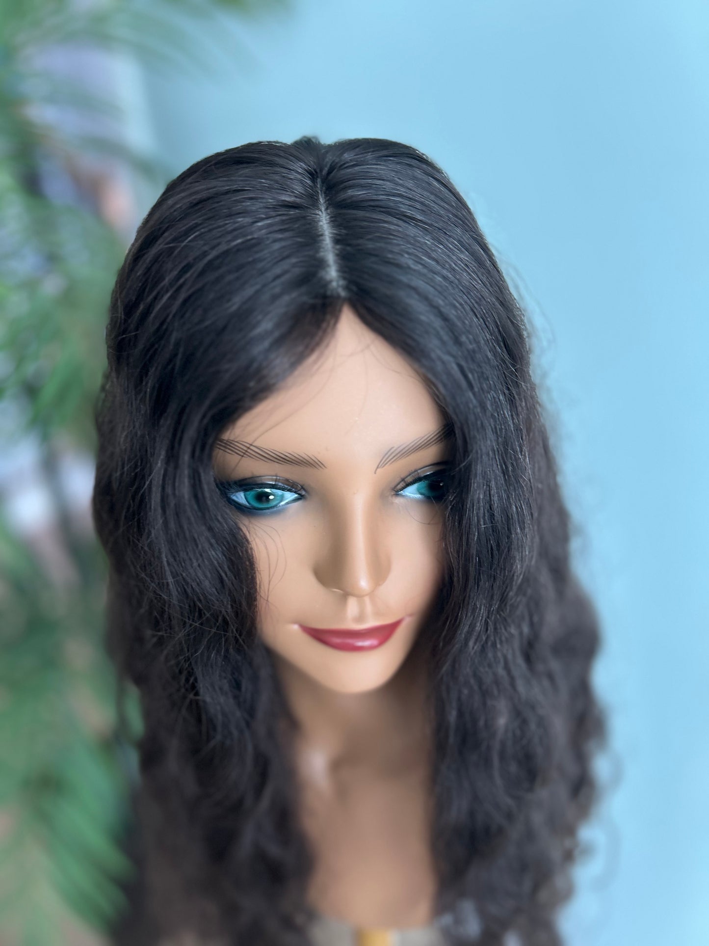 Topper - Ready to ship True Virgin European wavy/curly Level 2 dark brown 8x8, 23”