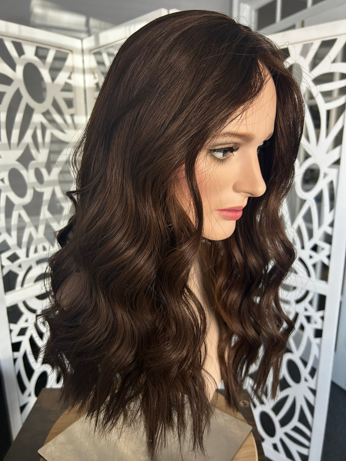 Neutral/Cool Medium Brown approx. Level 4 Human Hair Topper