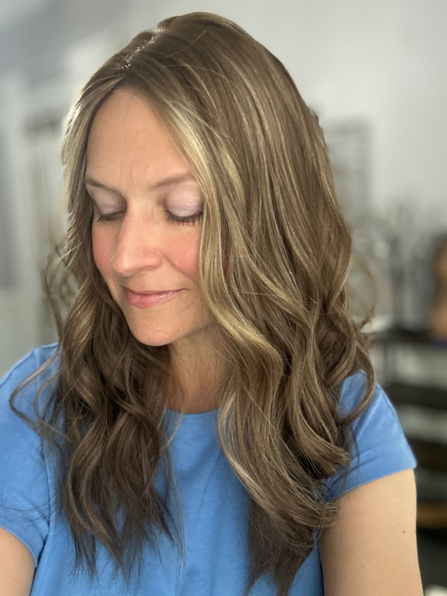 Ready to ship  Silk Top Topper - Neutral Level 5 with Highlights, 19” 9x9