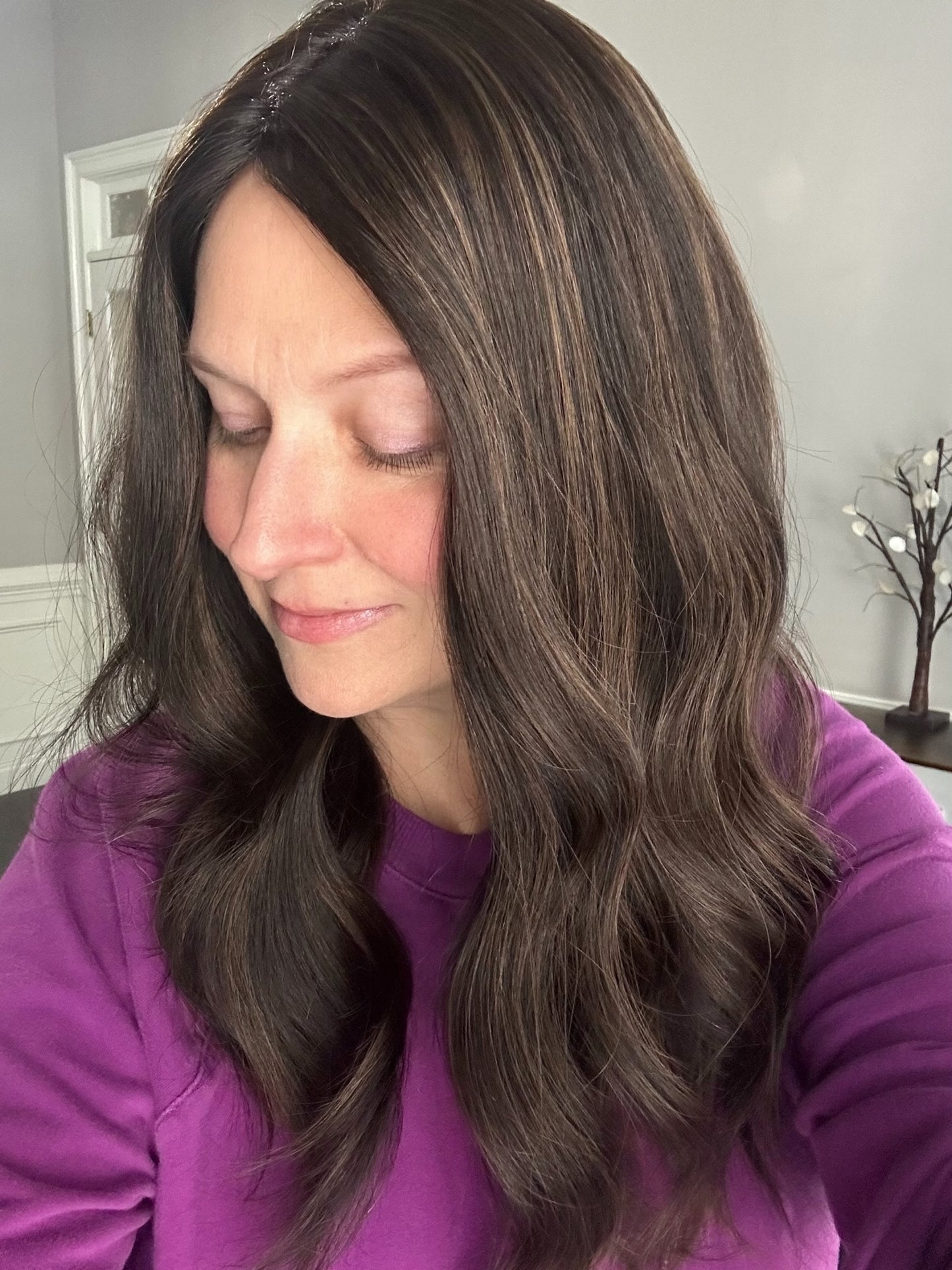 Silk Topper- natural black with highlights ,18-20”