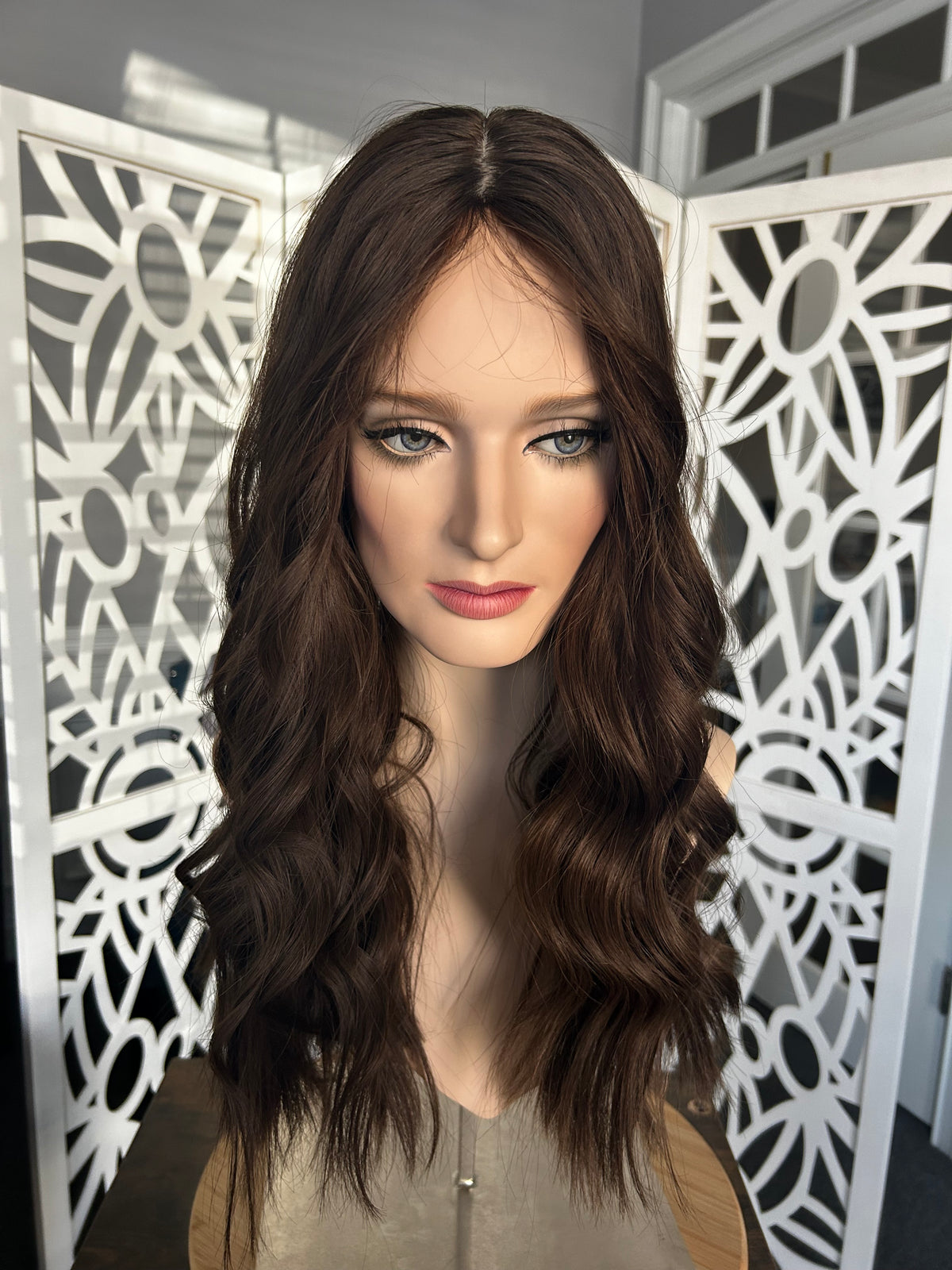 Neutral/Cool Medium Brown approx. Level 4 Human Hair Topper