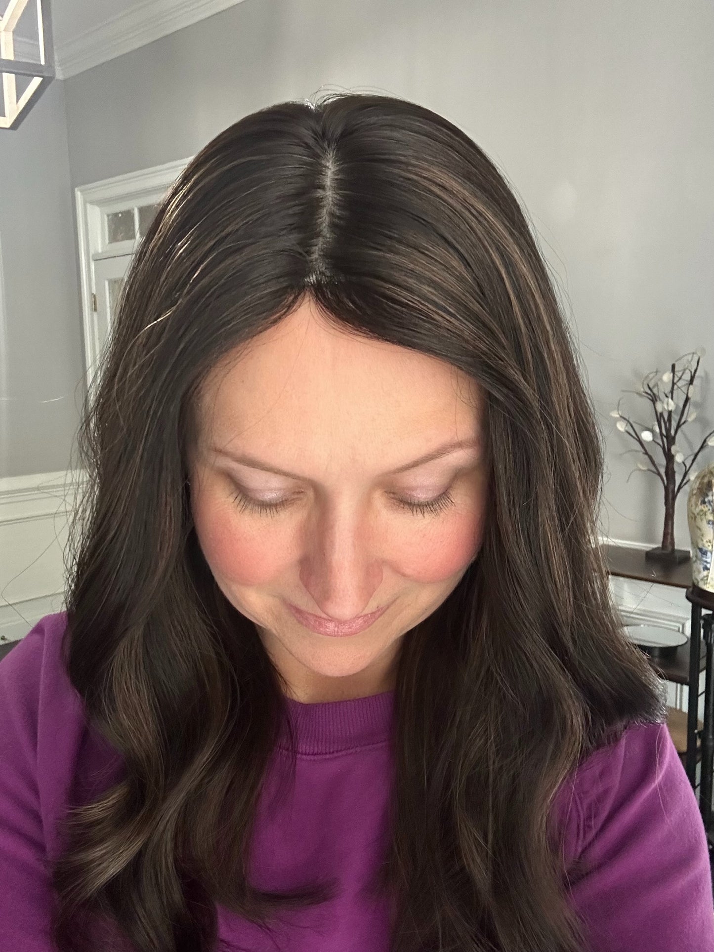 Silk Topper- natural black with highlights ,18-20”