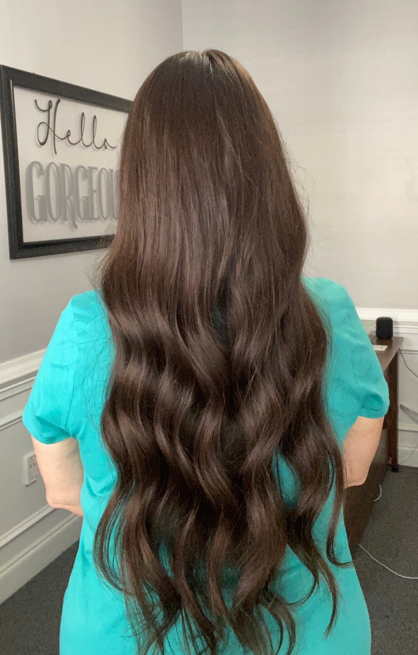 True Virgin European hair Topper-Level 2/3 dark brown, 9.5x9.5 29-30”