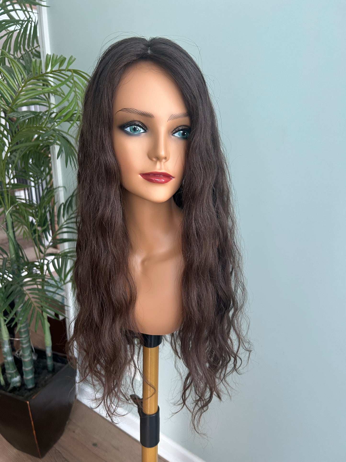 Topper - Ready to ship True Virgin European wavy/curly Level 3 brown 9x9 24-25”