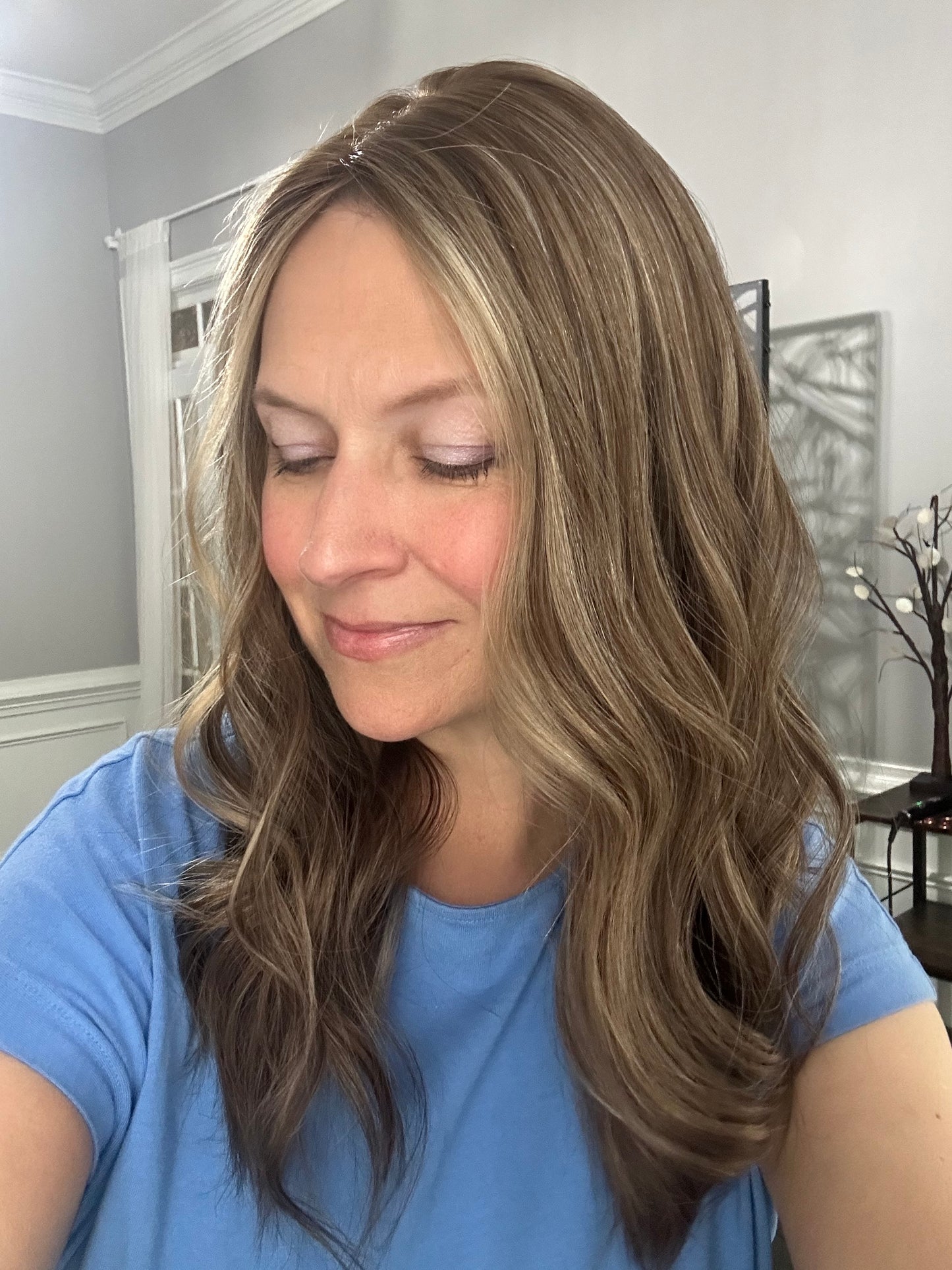 Ready to ship  Silk Top Topper - Neutral Level 5 with Highlights, 19” 9x9
