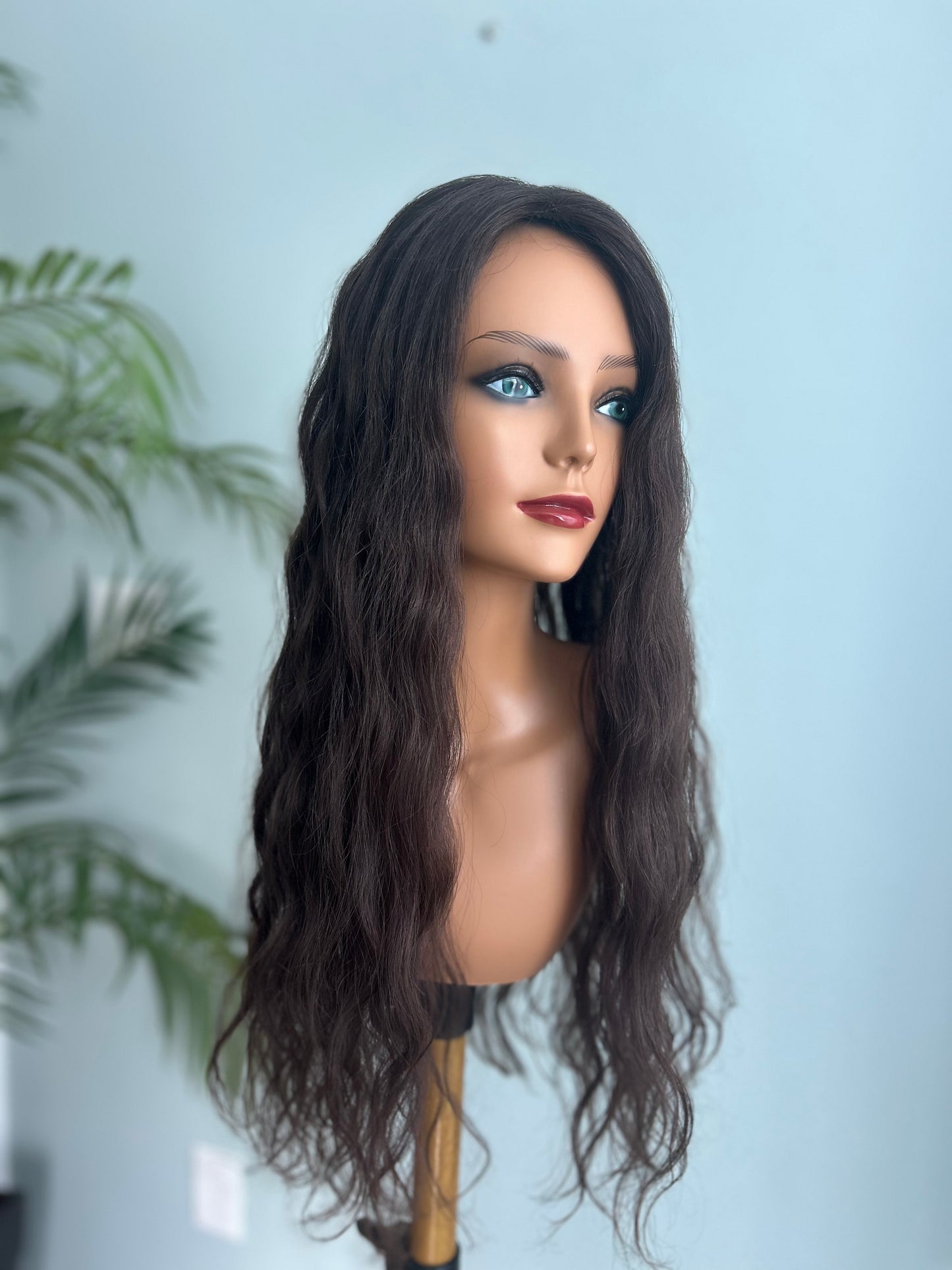 Topper - Ready to ship True Virgin European wavy/curly Level 3 brown 9x9 24-25”