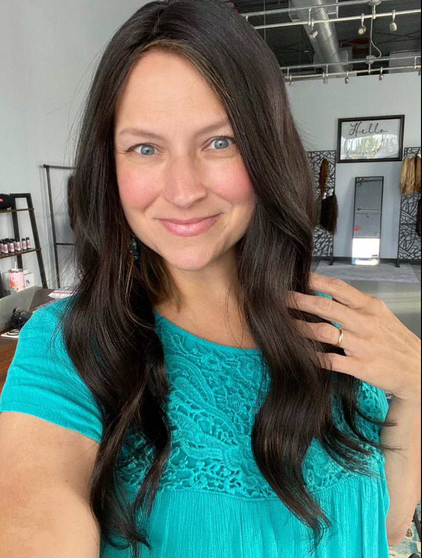 Virgin Natural Black, Can Look Very Dark Brown In Some Lighting Human Hair Topper