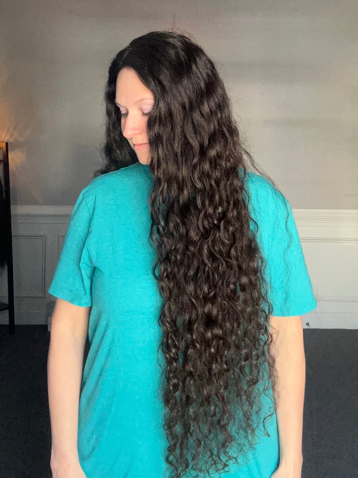 Topper - True Virgin European curly Level 2 dark brown 10x10, 33”