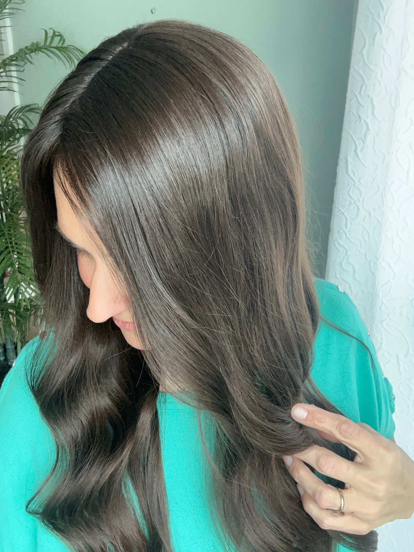 Ready to ship True Virgin European hair Topper-Level 2 dark brown,9x9, 25”