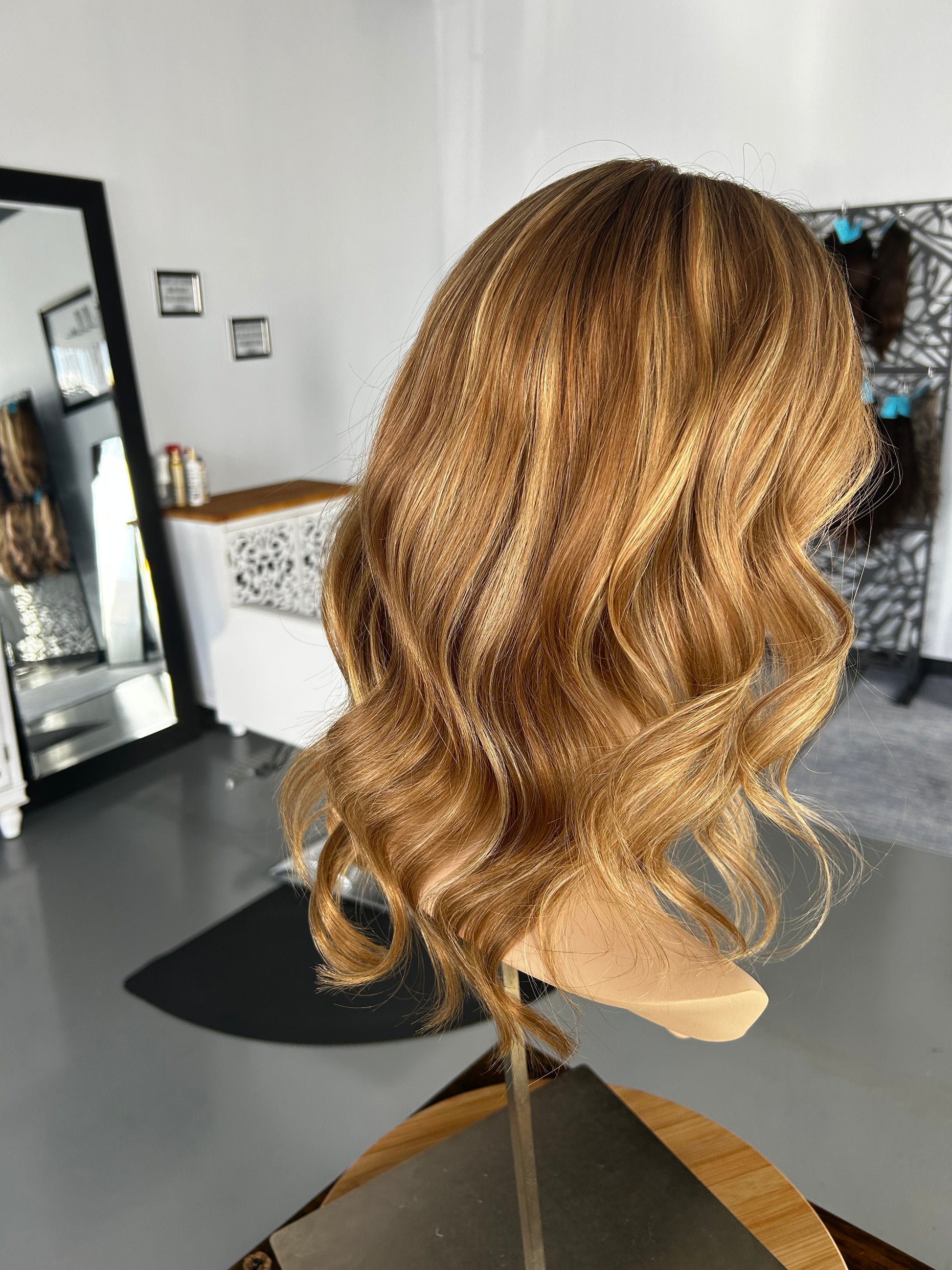 Ginger/Strawberry Bronde approx. Level 6 with Golden Highlights Human Hair Topper