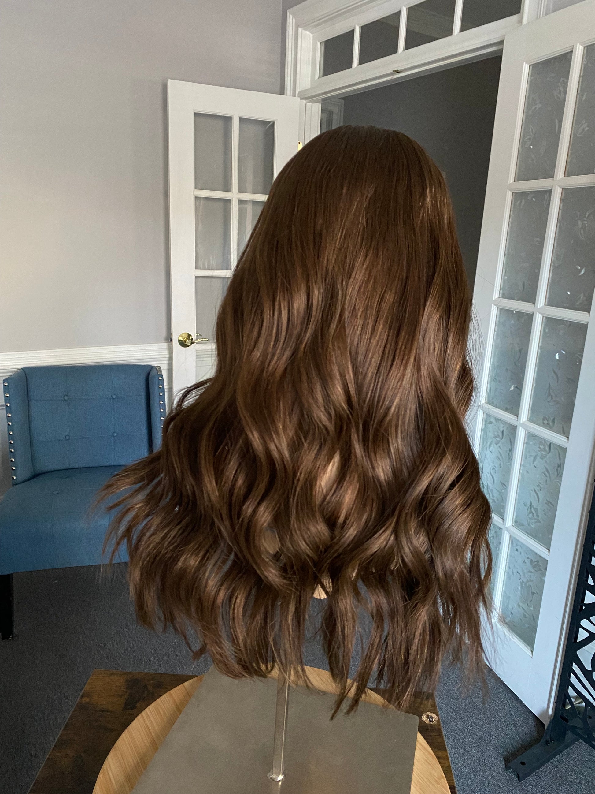 Neutral medium brown approx. level 4 Human Hair Topper