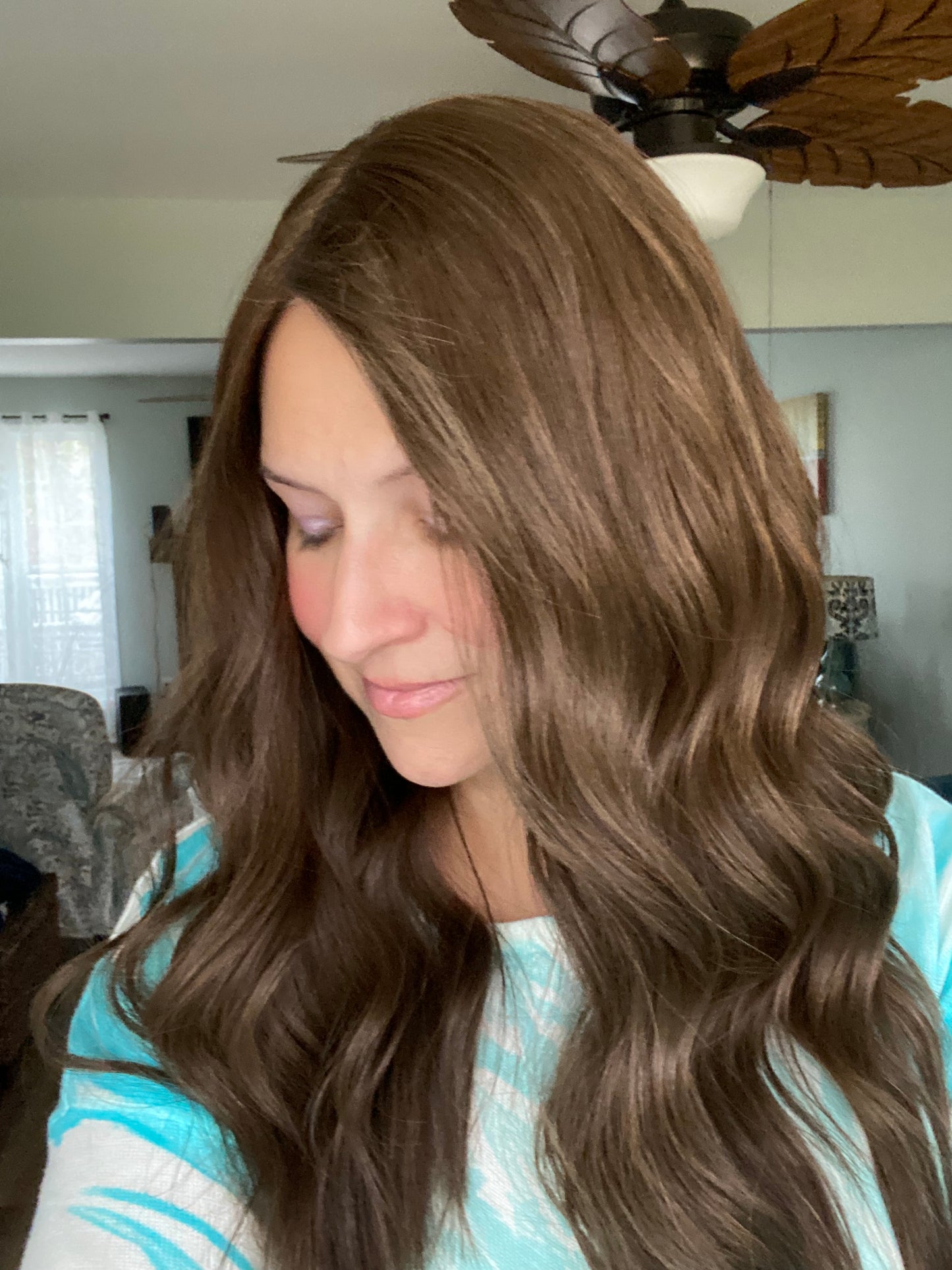 Neutral medium brown approx. level 4 Human Hair Topper