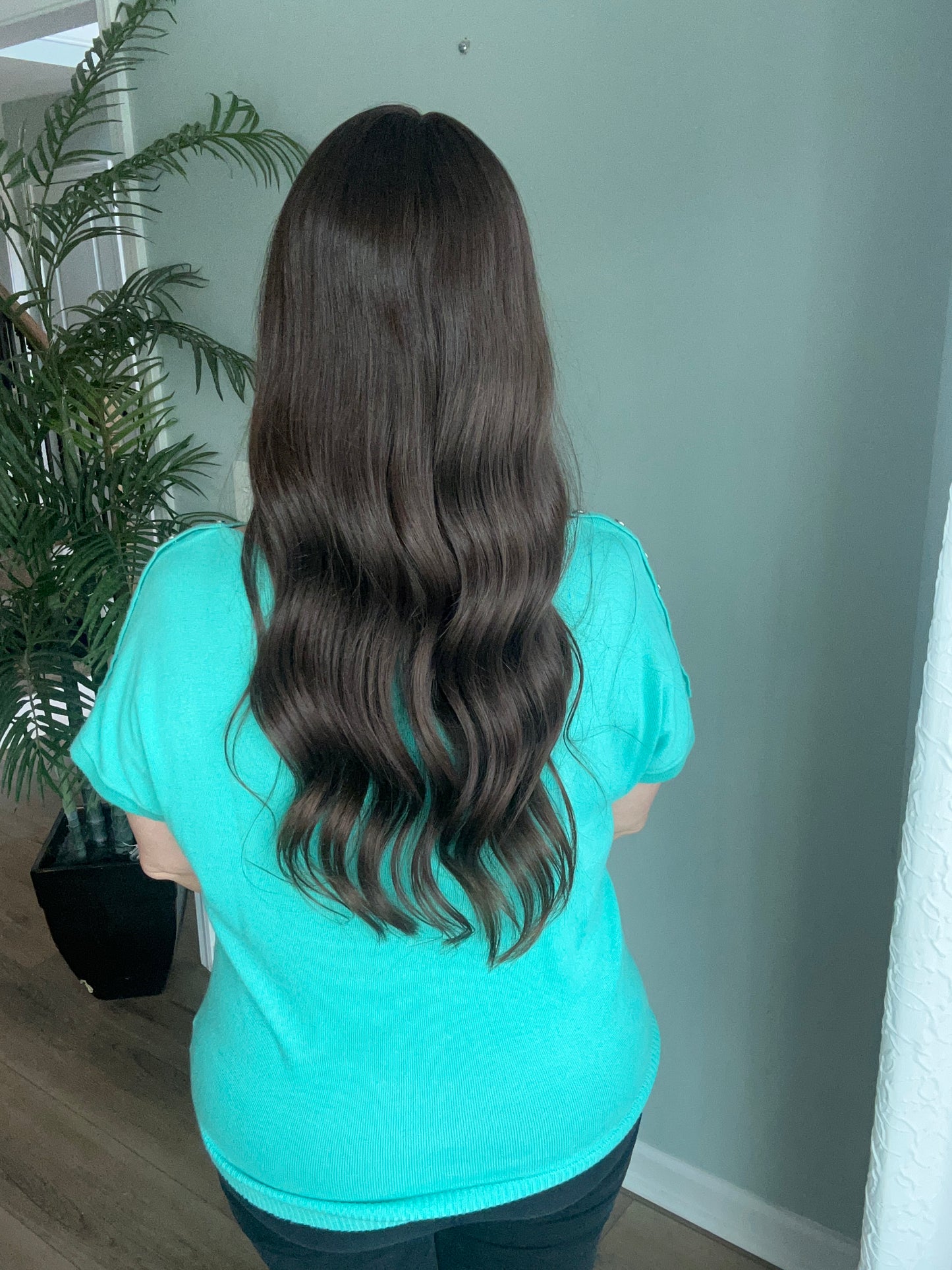 Ready to ship True Virgin European hair Topper-Level 2 dark brown,9x9, 25”