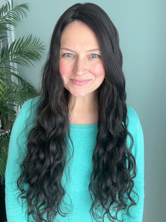 Topper - True Virgin European wavy/curly Level 2 dark brown 8x8, 24-26”