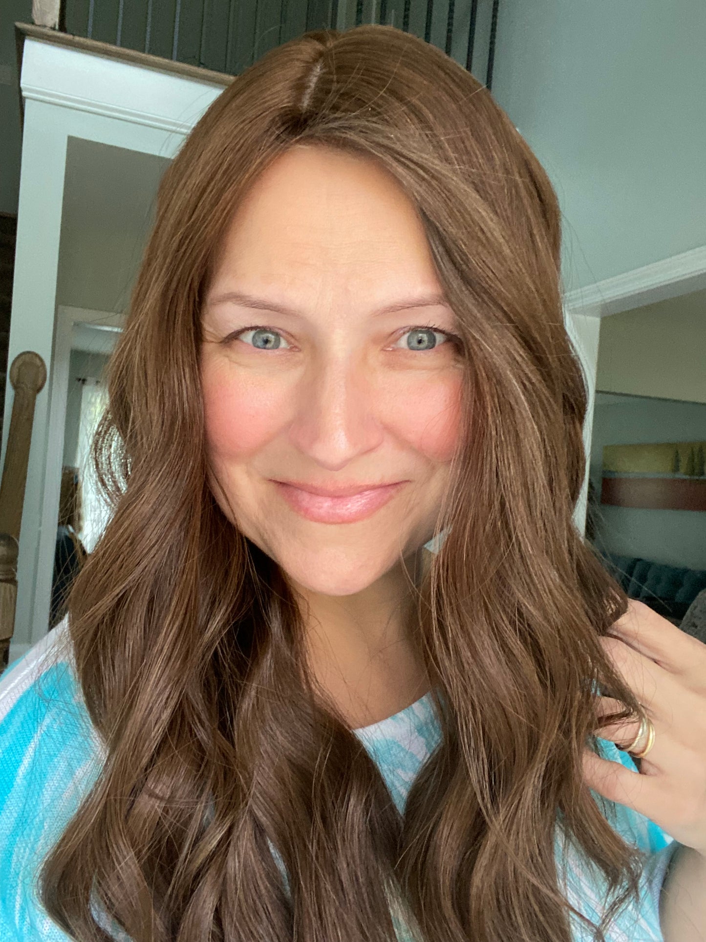 Neutral medium brown approx. level 4 Human Hair Topper