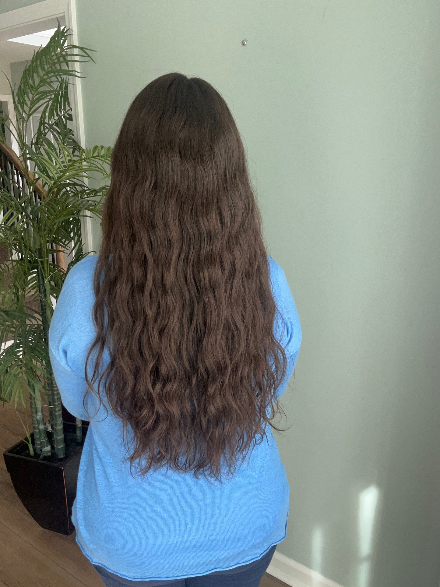 Topper - Ready to ship True Virgin European wavy/curly Level 3 brown 9x9 24-25”