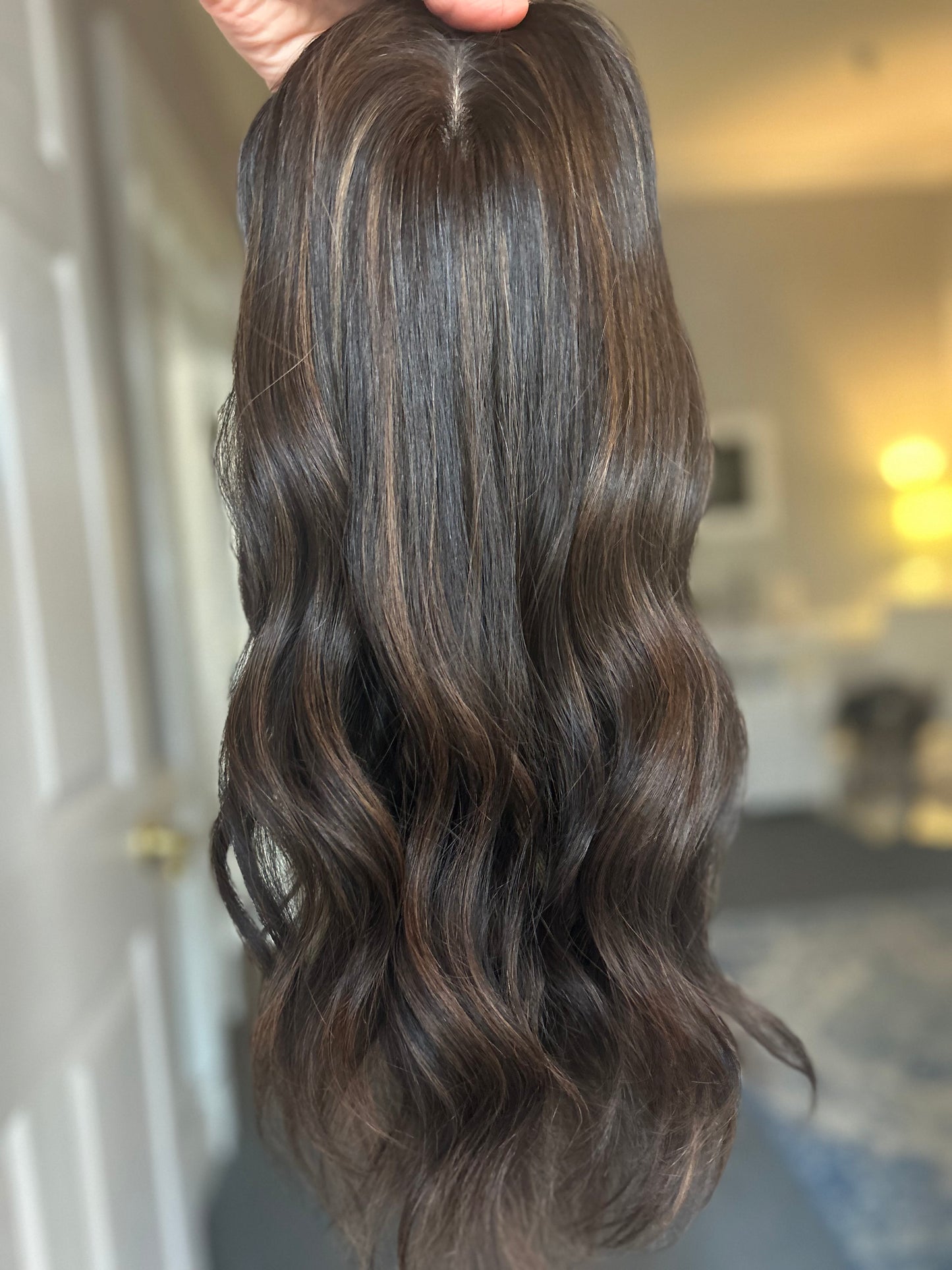 Silk Topper- natural black with highlights ,18-20”