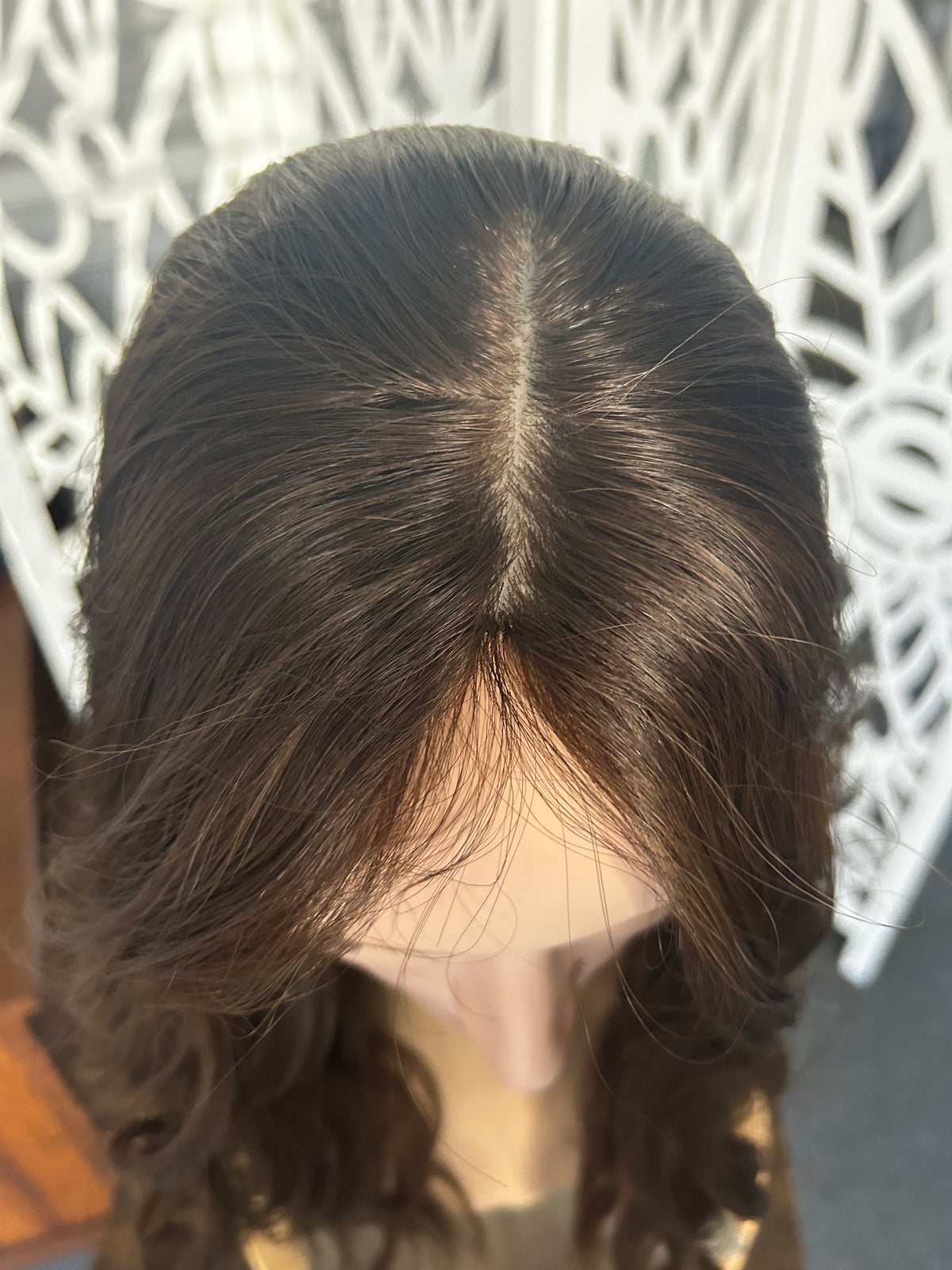 Neutral/Cool Medium Brown approx. Level 4 Human Hair Topper