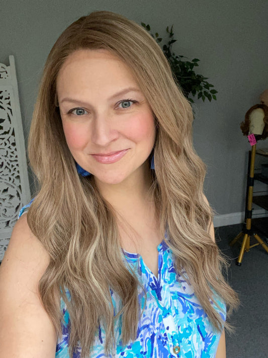 Ashy Level 6 Dark Blonde with Cool Level 7/8 Blonde Highlights Human Hair Wig